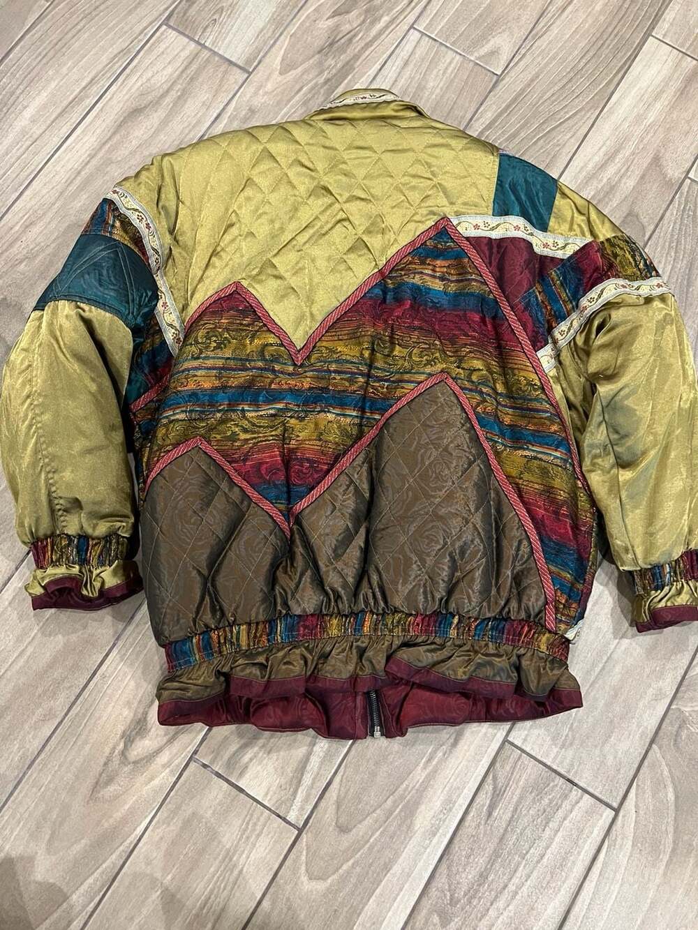 Gallery Vintage Quilted Patchwork Bomber Jacket Size M - Picture 5 of 5